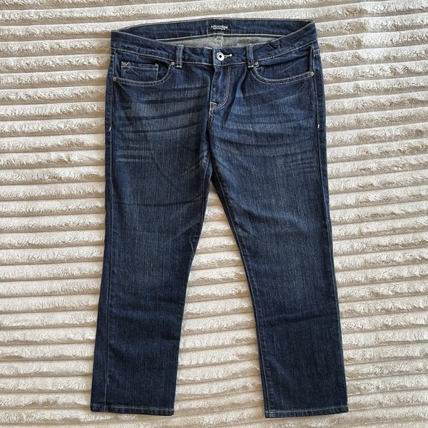 Ninomaxx Crop Jeans Womens 28 Blue Denim 3/4 Capri Low Embroidered Y2K Cotton