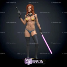 3D Print-Mara Jade Gun and Lightsaber-Grey Or Painted- Custom Resin Statue- NSFW