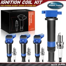 4x Blue Ignition Coil & 4x Iridium Spark Plug Kit for Hyundai Accent Kia L4 1.6L