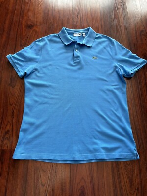 Lacoste Men XXL 7 Green Blue  Short Sleeve Casual Polo Shirt Slim Fit