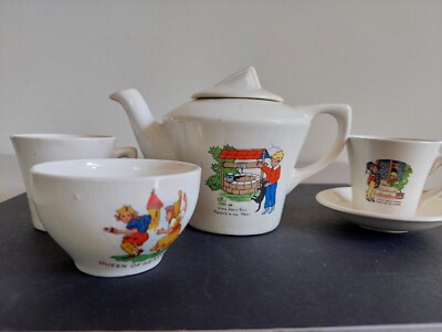 Spielzeug Teeservice Kinderreime Teeservice: Teekanne Zuckerdose 2 Tassen 1 Untertasse 50er Jahre