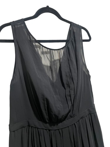 Jenny Yoo Collection Black Pleated Chiffon Long Bridesmaid Formal Dress Size 18 - Picture 3 of 6