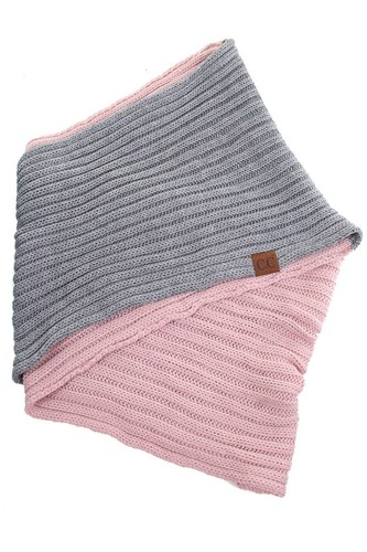 C.C zweifarbiger weicher Grobstrick Pullover Long Loop Infinity Kapuze Schal - Bild 11 von 26