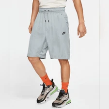 Nike Sportswear Tech Pack Woven Shorts Men's S Grey Black At Knee Fit AR3229-043