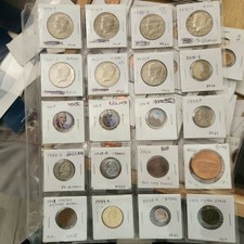 Coin Collection. Half Dollars, Pennies, Nickels, Quarters, Dimes.