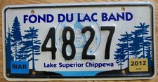 FOND DU LAC BAND of LAKE SUPERIOR CHIPPEWA, MINNESOTA LICENSE PLATE -2112- 4827