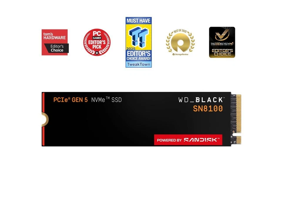 4TB* WD_BLACK™ SN8100 PCIe® 5.0x4 NVMe™ M.2 SSD - WDS400T1X0M-00CMT0 - Image 2 of 4