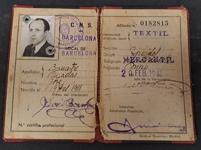 CNS, Central Nacional Syndical, Carnet Jahr 1945, Spanische Phalanx