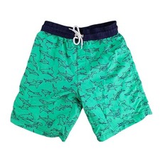 Tommy Bahama Swim Shorts Boys Large 10-12 Trunks Green Sharks Drawstring Lined