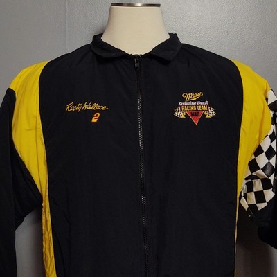 VTG 90s Rusty Wallace Bomber Jacket #2 Miller MGD Quilt Lined NASCAR Men's L