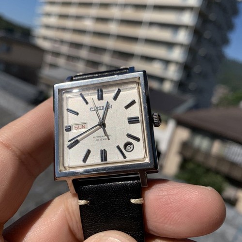 Citizen Analogico Automatico Uomo Ventage Auto Day Date Square Super Rara Monaco Coll - Foto 5 di 12