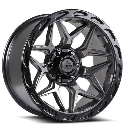 22x10 Lock Off-Road Wheels Matrix Matte Grey with Matte Black Ring Rims (4pcs)