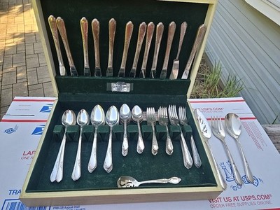 Vintage WM A ROGERS A1 Plus Oneida LTD Silverplate MEADOWBROOK Flatware 76 pc