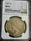 1927 P Peace Silver Dollar MS63 NGC