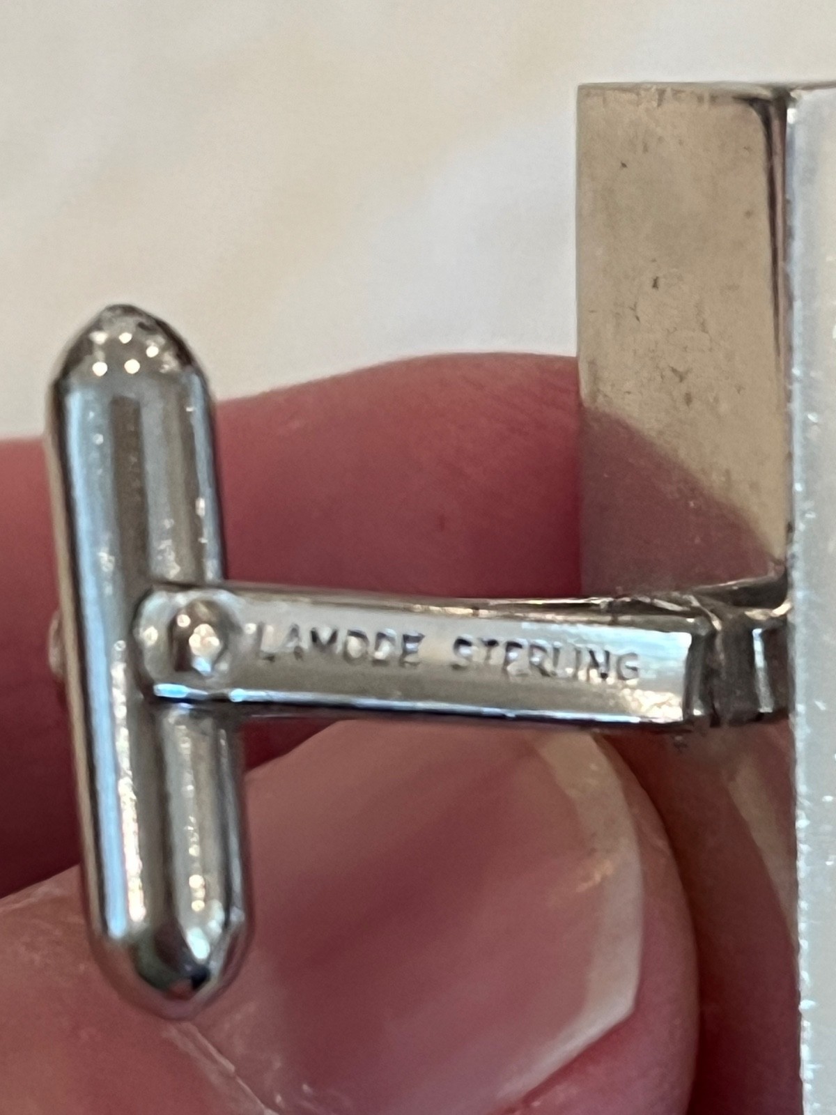 Vintage LaMode Sterling Silver Rectangular Cuffli… - image 5