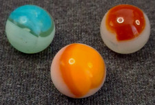 Vintage Vitro Agate Conqueror Marbles 5/8" Set Of 3 All Mint Condition  426092
