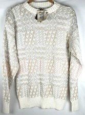 NWT Vintage 80s Private Club White Pastel Sweater Mens M Pullover Cotton Grandpa