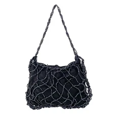 BOTTEGA VENETA Mini Black Satin and Beads Handbag
