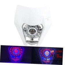 Dirt Bike LED Headlight,Motorcycle Plate Angel Eye Front Headlamp Kit For White