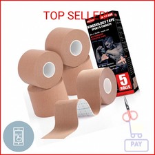 5 Rolls Kinesiology Tape, 2 inch x 16.4 Feet Waterproof Athletic Tape, Uncut Kin 0.56 per gallon