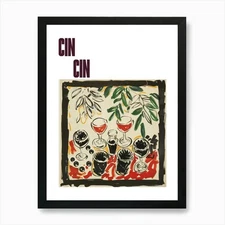 Cin Cin Poster Table With Wine Mati Framed Wall Art Poster Canvas Print Picture