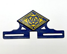 Vintage 1930s California State Aaa License Plate Topper Enamel Blue Yellow
