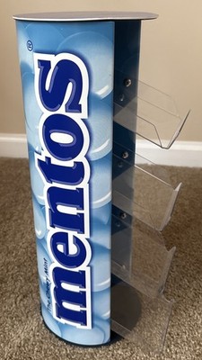 Mentos Candy Blue 17'' Countertop Display Clear Acrylic Candy Holder Advertising