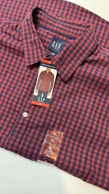 GAP  Red & Blue Check Long Sleeve Button Down Shirt w/1 Pocket. XL