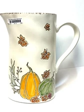 Saddlebrook Farm Pitcher Ceramic Stoneware By Spectrum Blue Sky 8” Harvest Fall