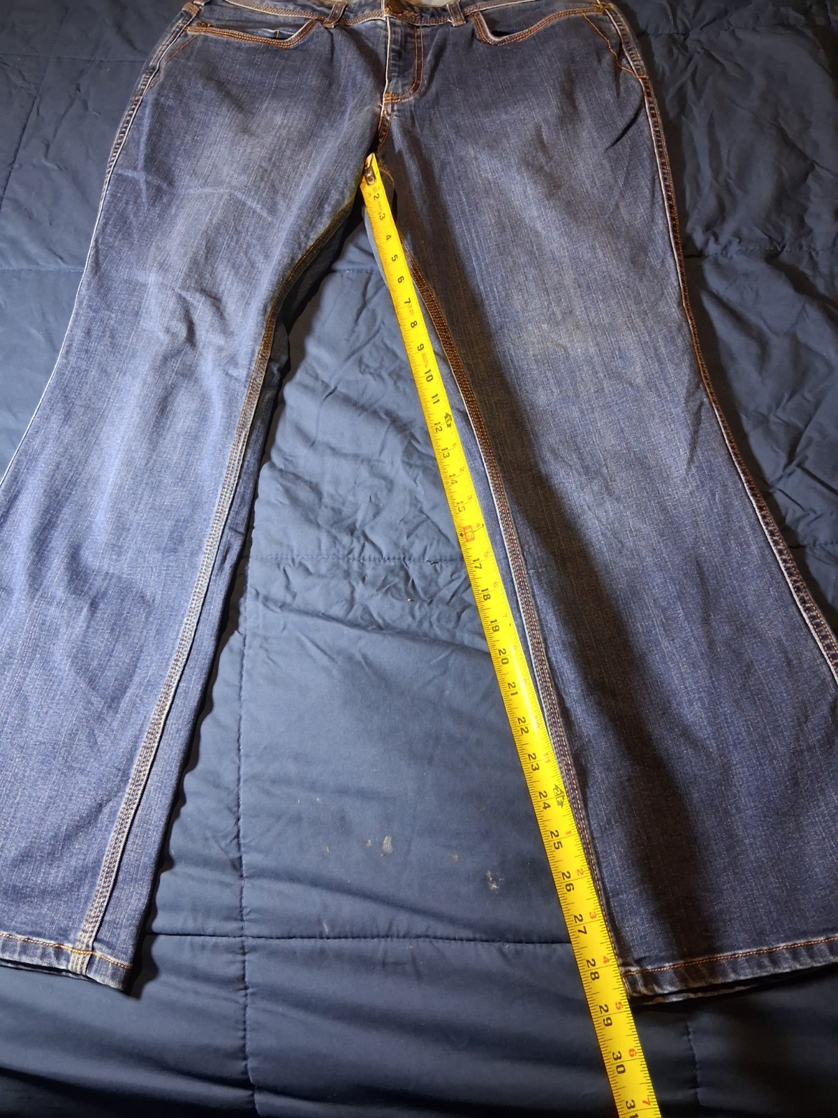 Carhartt Jeans Women 14 Blue Dark Wash Low Rise Flare Relaxed Fit thumbnail 3