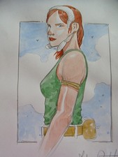 LA GIOVANE REGINA FABIO RUOTOLO I CUSTODI DEL MASER DISEGNO TAVOLA AD ACQUERELLO