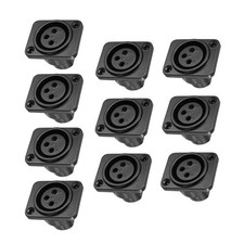 Black 10Pcs 3-Pin XLR Female Jack Panel Mount Microphone Converter