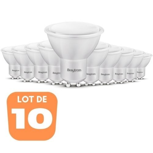 Pack LED GU10 5W anti zones d'ombre avec grand angle 110° lumière froide 6500K