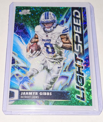 2025 Topps Chrome Cosmic Jahmyr Gibbs Light Speed Green Cosmic Dust 60/75-LIONS
