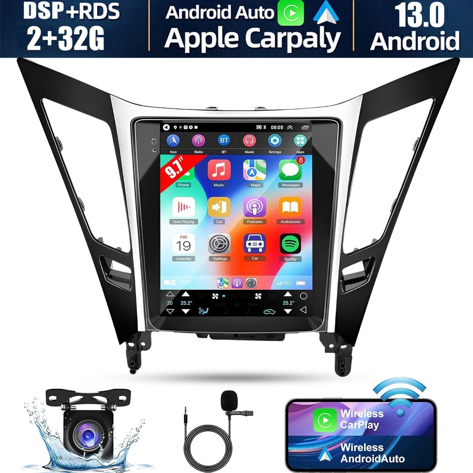 9,7-дюймовый Android 13 автомобильный стерео радио Apple Carplay GPS для Hyundai Sonata 2011-2015 - Изображение 4 из 4