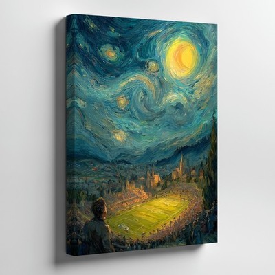 Starry Night Sky Football Stadium Canvas Wall Art Modern Sports Decor Wall Home