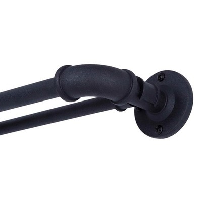 Sun Zero   Bronn Double Curtain Rod, Industrial Pipe 36-66'', Matte Black 