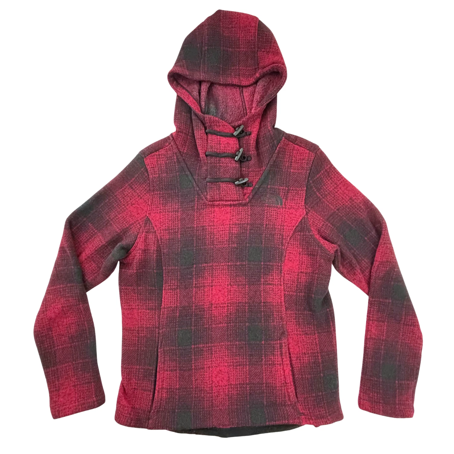The North Face Women's Fleece "Furano" Pullover Hoodie Red Buffalo Plaid Small