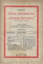 Rivista di fisica, matematica e scienze naturali n. 7 Anno 1939. . AA.VV.. 1939.