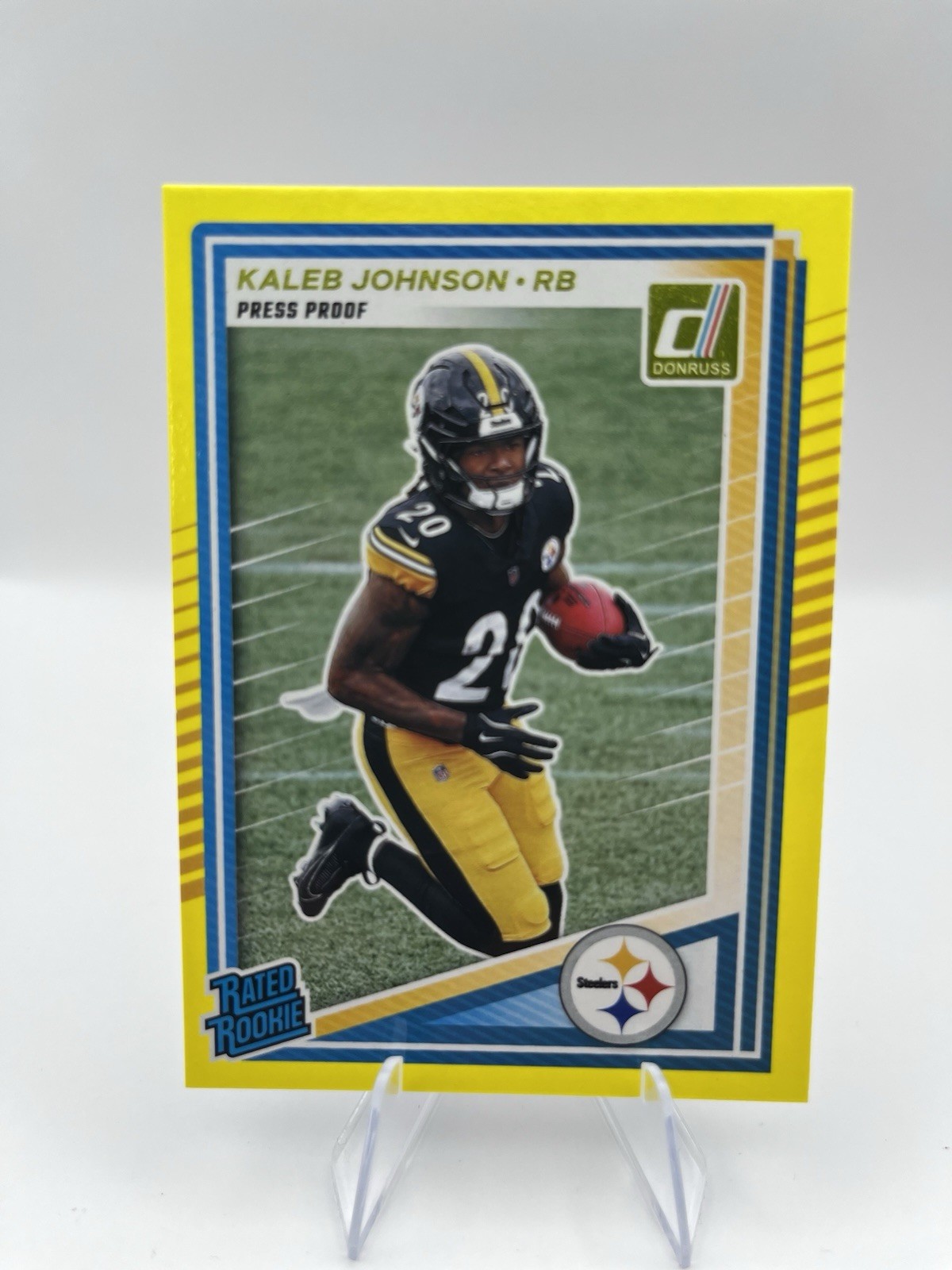 2025 Donruss Football Kaleb Johnson  Yellow Press Proof SP #322 Color Match