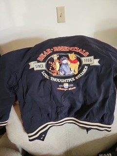 Vintage 90s 2000s Disney Pooh Bear Bomber Jacket Small Blue Embroidered