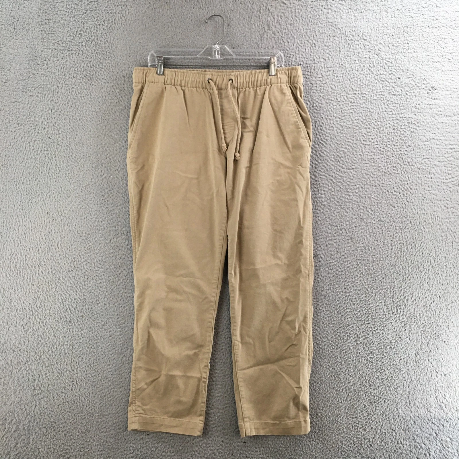 LL Bean Jogger Pants Mens Large Standard Fit Elastic Waistband Drawstring Beige