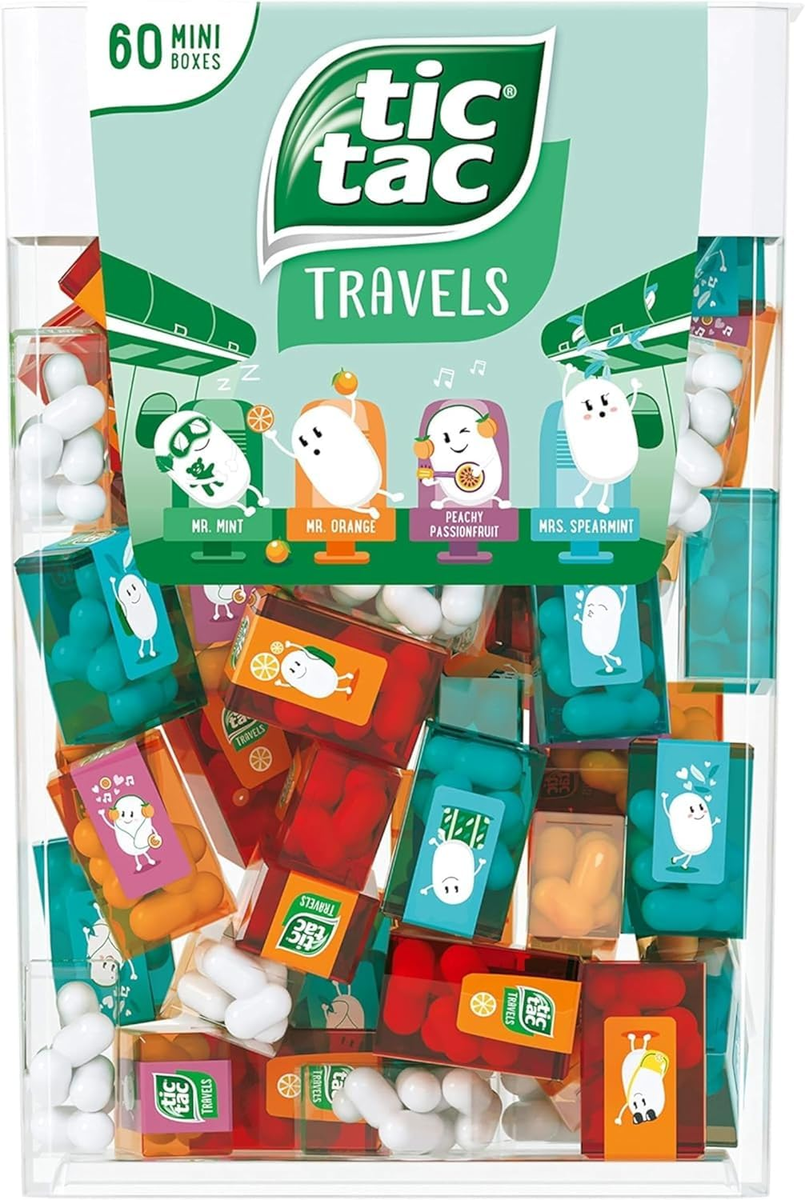 Tic Tac Box with 60 Mini Boxes – Mint, Orange, Spearmint, Peach