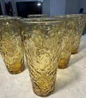Set of 6 Vintage Anchor Hocking Lido Milano Honey/Gold Amber Tumbler 6.5”