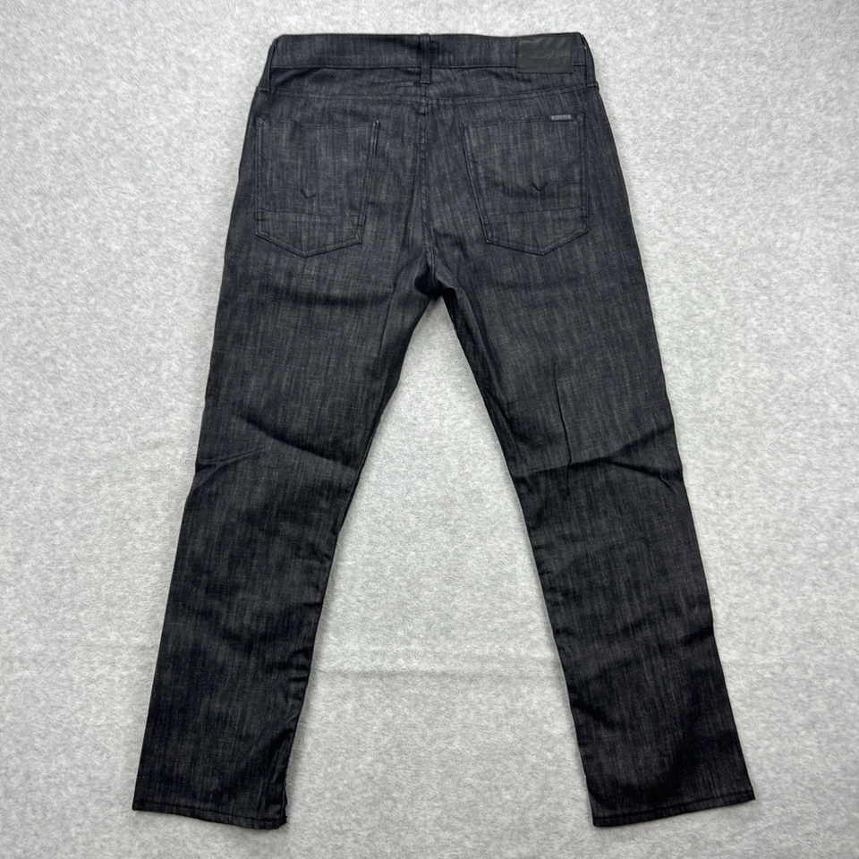 Pantalones de mezclilla Hudson Jeans para hombre 34x30 negros Byron 5 bolsillos botón recto mosca Foto 2 de 4