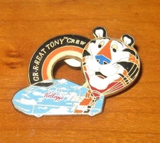 Vintage Team Tony the Tiger Crew Goldtone Trim Lapel Pin Kellogg Cereal Mascot