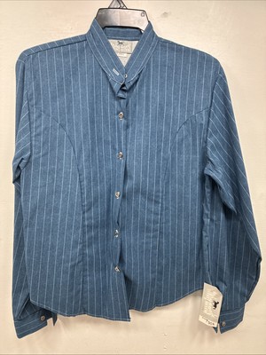 New Women s Cowboy Threads Blue Stripe Long Sleeve Button Up Size Small KK-57