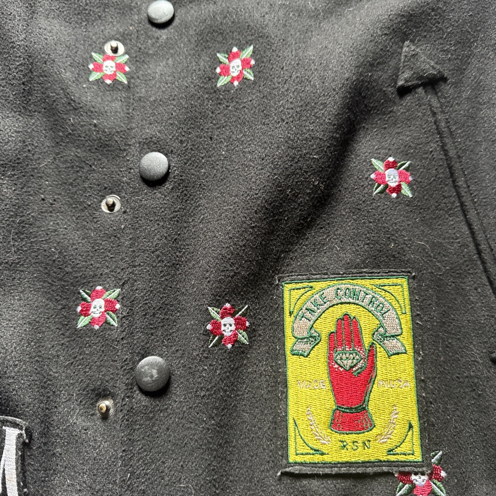 Reason Streetwear Patchwork Varsity Jacket Mens M… - image 3