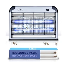 LiBa Electric Bug Zapper, Indoor Insect Killer - (2) Extra Replacement Bulbs ...