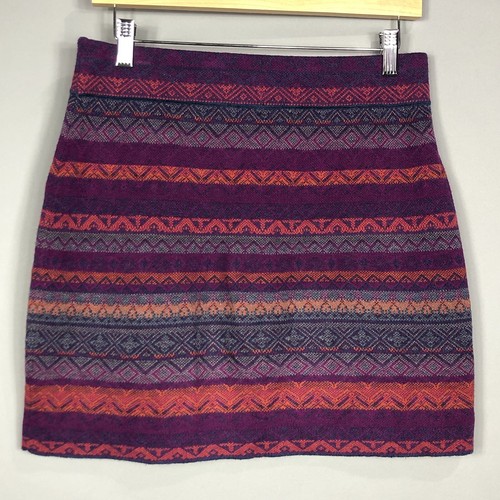 Krimsom Klover Ethnic Southwestern Wool Blend Mini Skirt M Multicolor Pull On - Picture 2 of 5